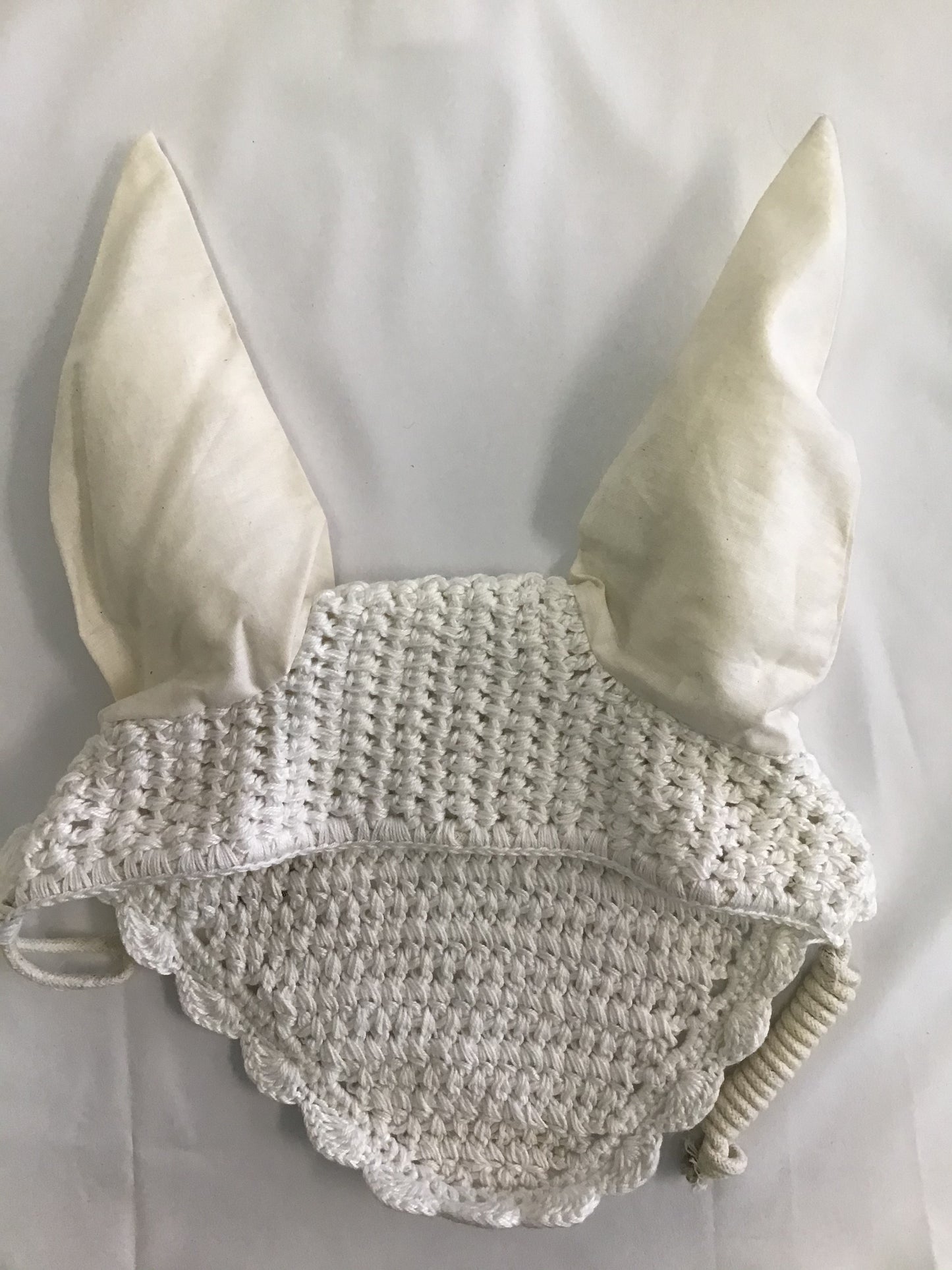 Crochet Ear Net Scalloped Edge White